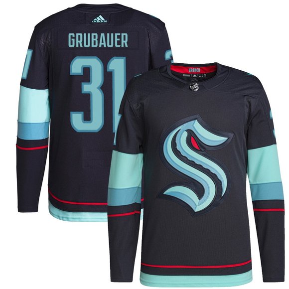 Philipp Grubauer Seattle Kraken NHL adidas Primegreen Authentic Pro Home Jersey - Picture 13 of 13